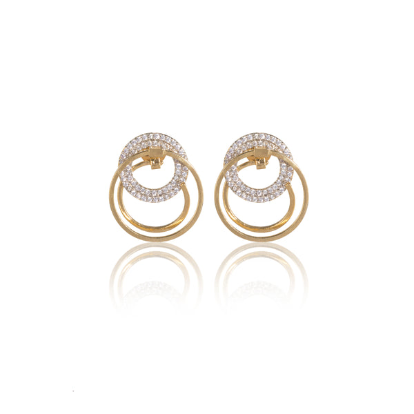 Affair Earrings with white stones and gold hoops
