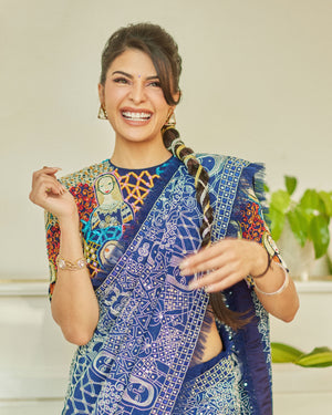 Jacqueline Fernandez in ethnic look, wearing stone studded bangle