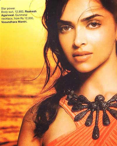 Famous actress Deepika Padukone showcasing unique black necklace